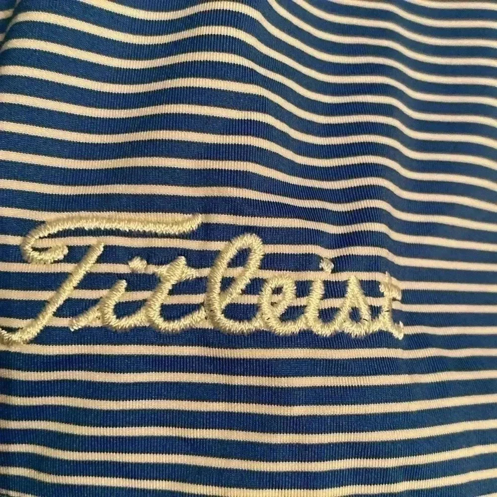 Footjoy XL blue and white stripe gold polo - like new - Picture 4 of 7